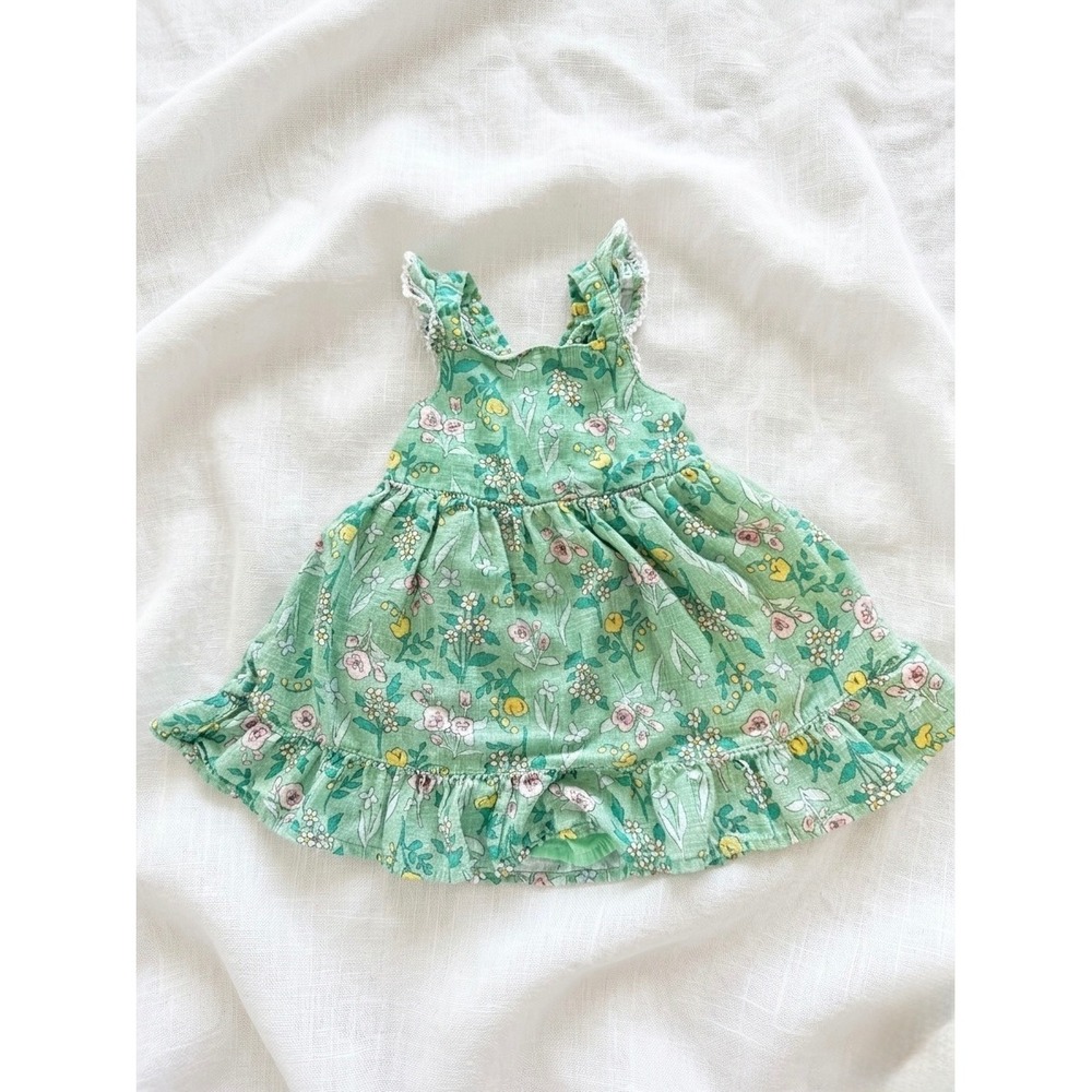 Cat & Jack Toddler Girls Green Floral Ruffle Strap Cotton Sun Dress 2T